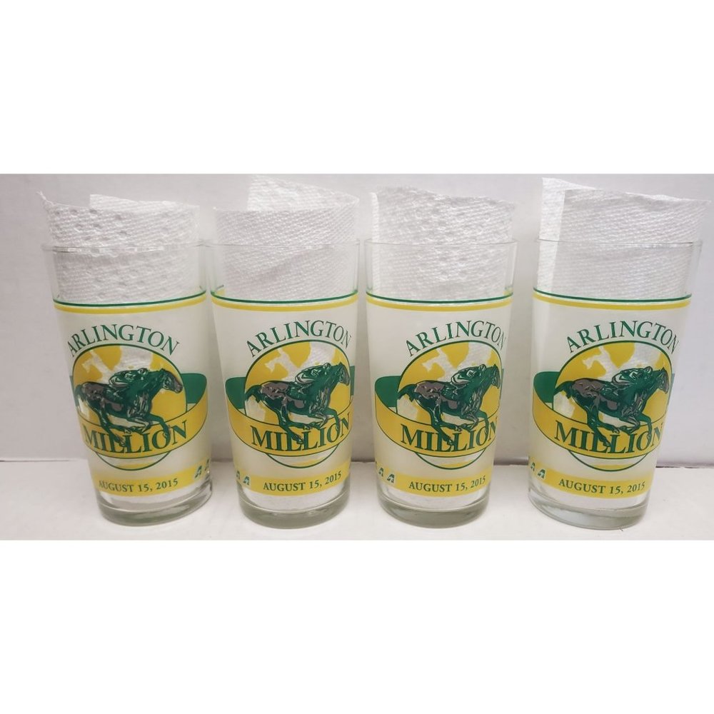 2015 Arlington  Million Glasses-Set of 4-closed Arlington Park Horse Race Track